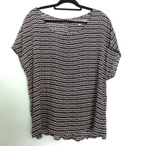 Women’s Max Studio Black White Cap Sleeve Button Back Blouse Size 1X